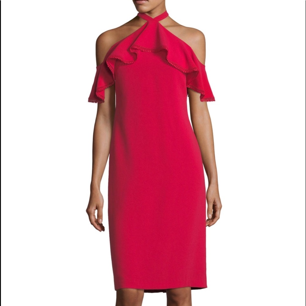 Shoshanna Size 8 New Red Stretch Crepe Dress - Picture 4 of 4
